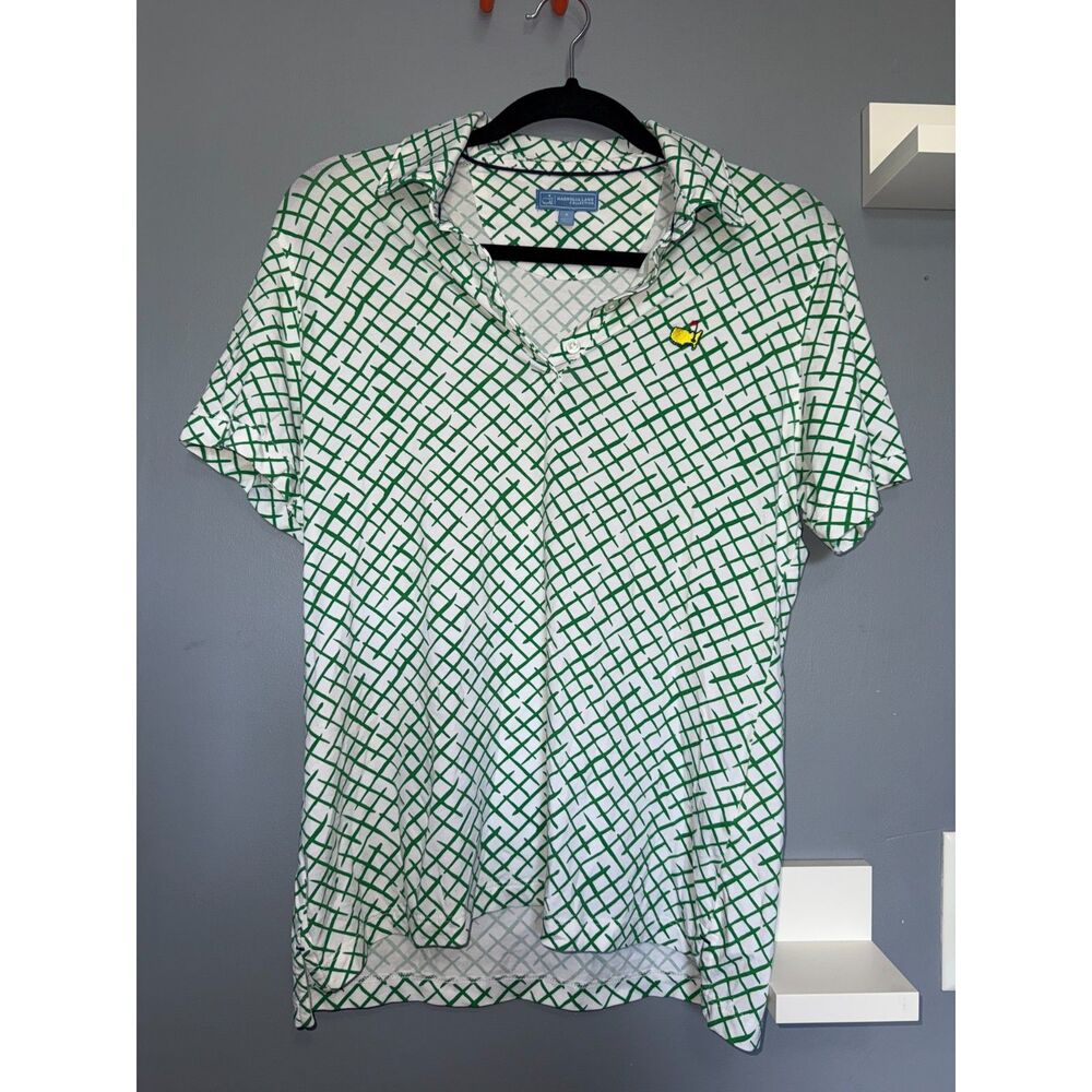 Women's Masters · Magnolia Lane Green & White Patterned Tech Polo | Size Small